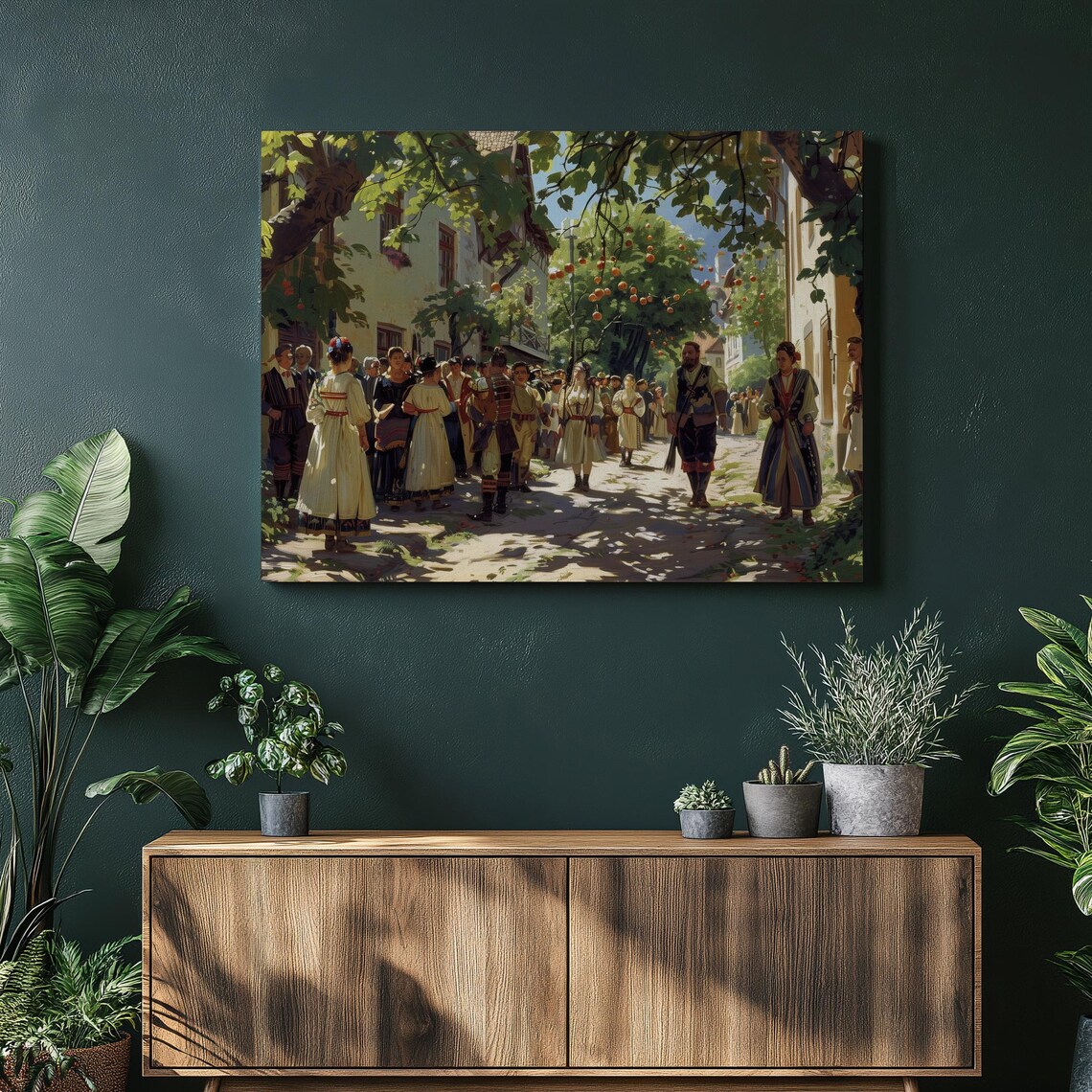 Vintage Village Festival Folk Dance Summer Celebration Art Print