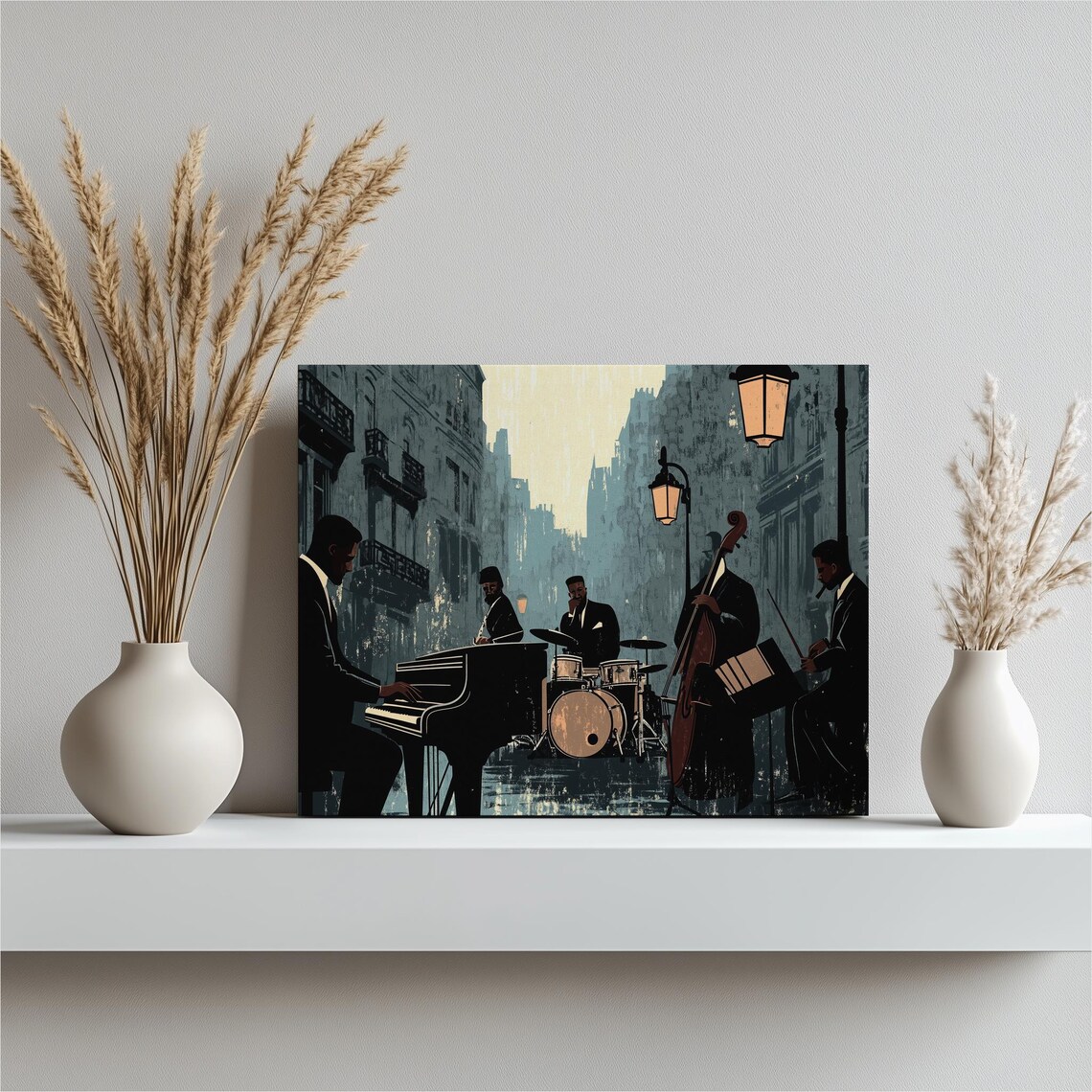 Jazz Music Vintage Urban Scene Art Print