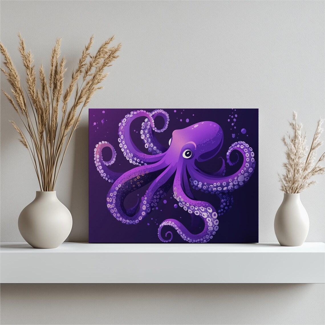 Purple Octopus Minimalist Ocean Design Art Print