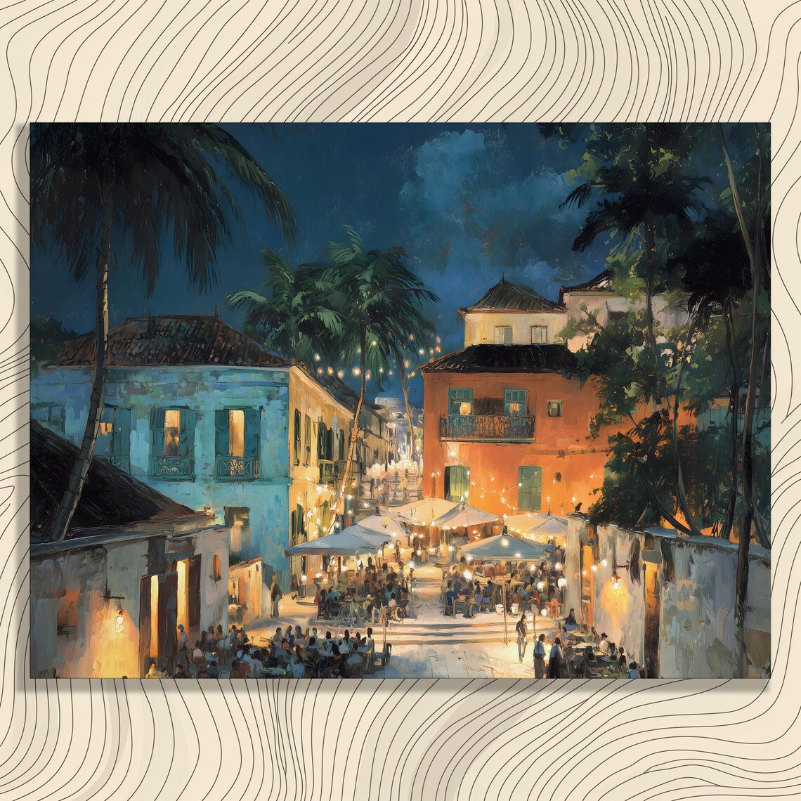 Night Cafe Mediterranean Street Scene Art Print