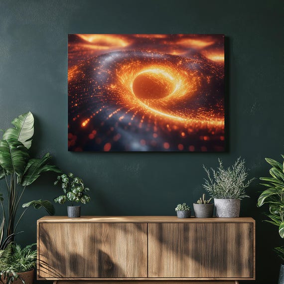 Black Hole Canvas Wall Art Cosmic Vortex Event Horizon Glow Modern Space Abstract Astronomy Decor Science Gift For Lovers