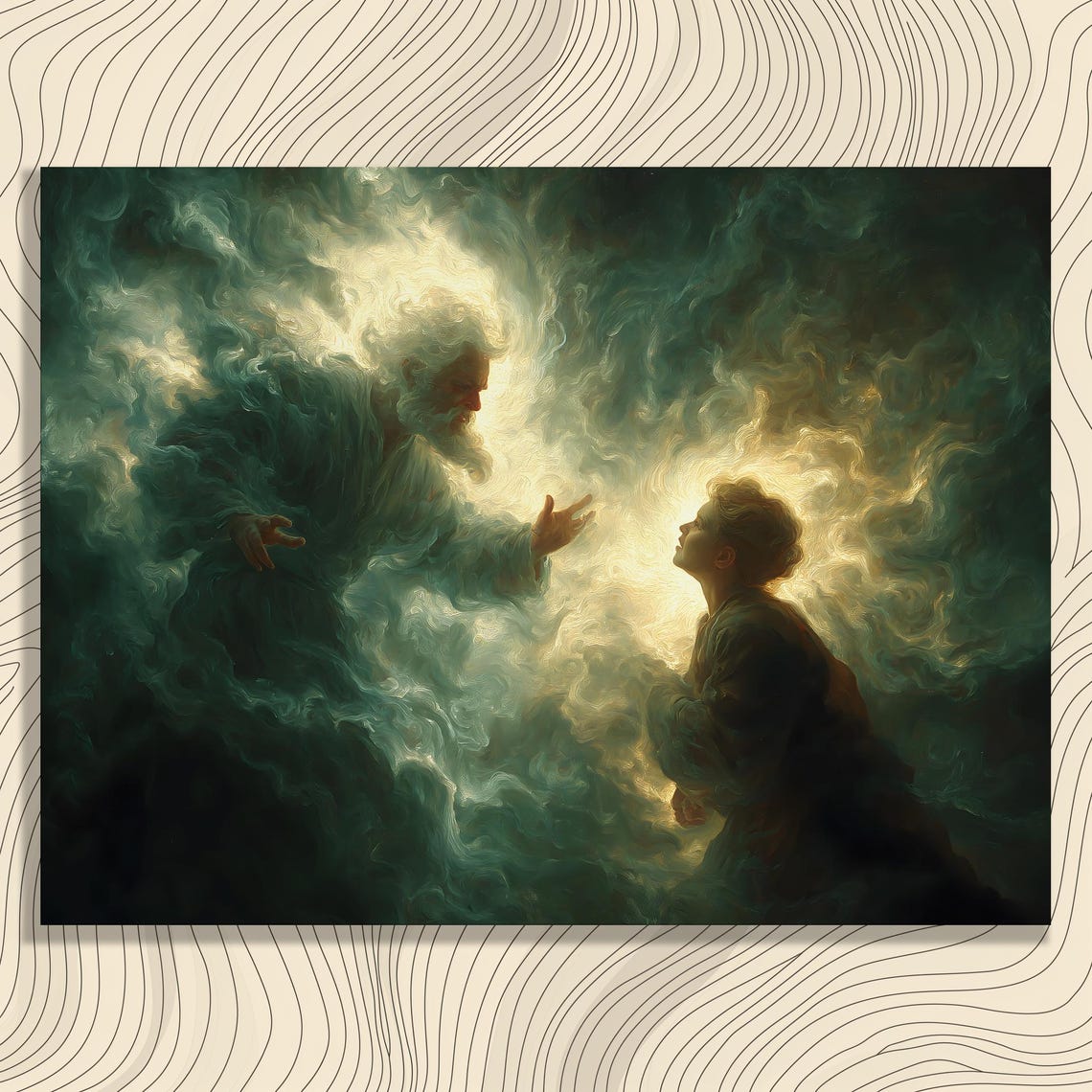 Mystical Ethereal Canvas Wall Art Dark Gothic Fantasy Print Impressionist Style Swirling Shadow And Divine Light Decor Gallery