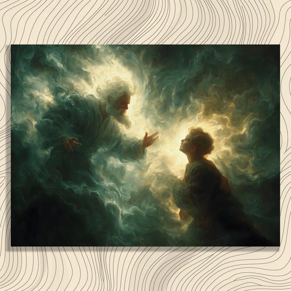 Mystical Ethereal Canvas Wall Art Dark Gothic Fantasy Print Impressionist Style Swirling Shadow And Divine Light Decor Gallery