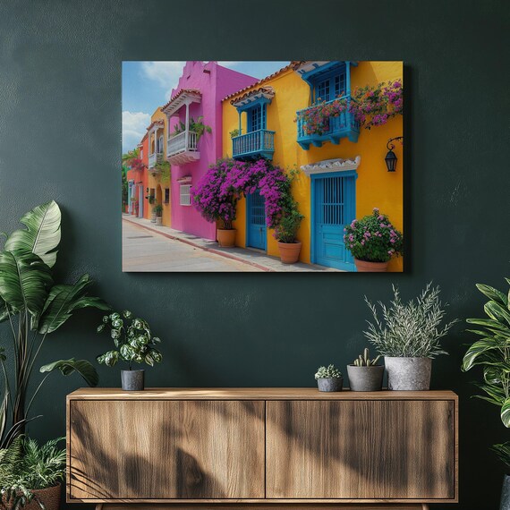 Cartagena Street Scene, Colombia Travel Poster