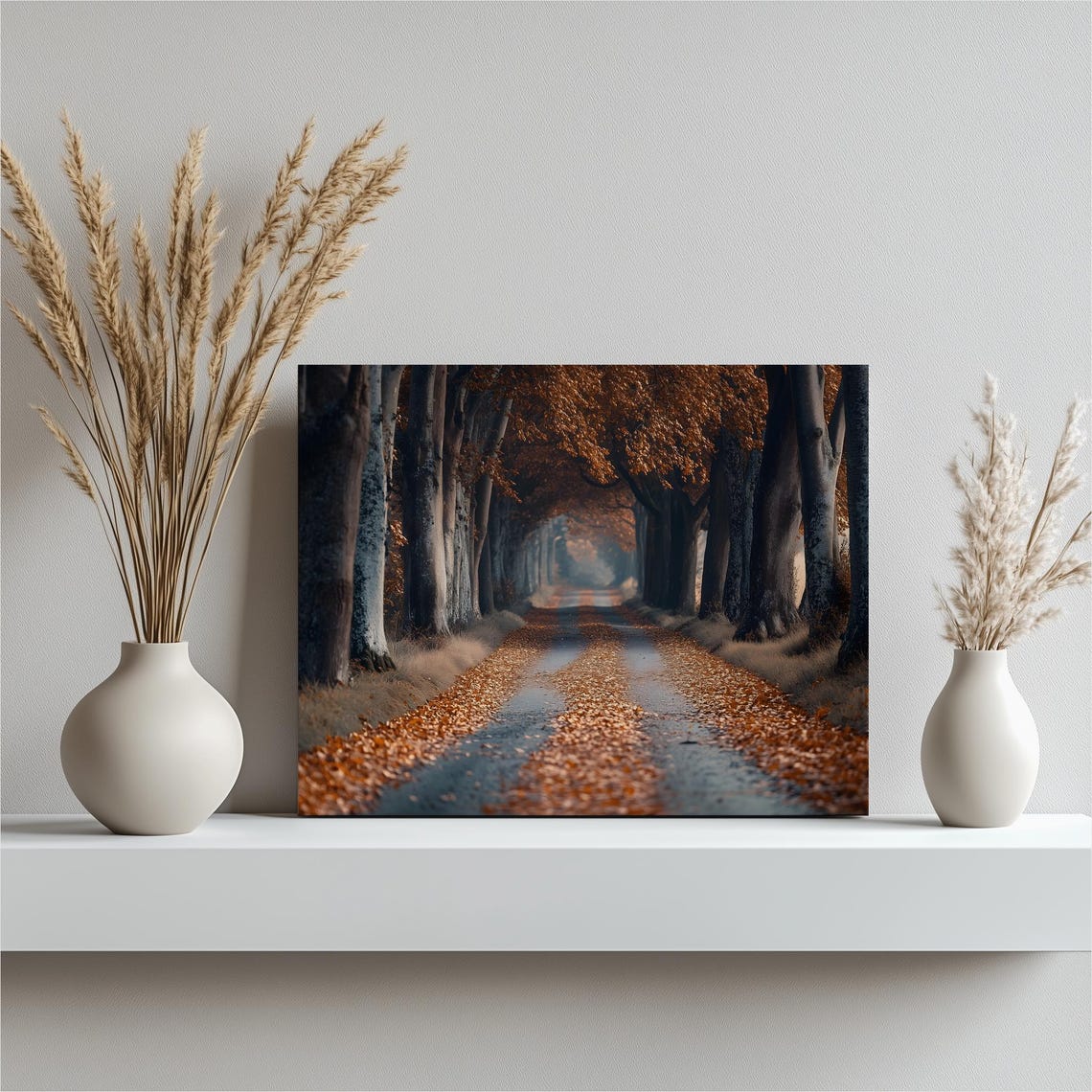 Autumn Tree Tunnel Orange Fallen Leaves Country Lane Wall Art