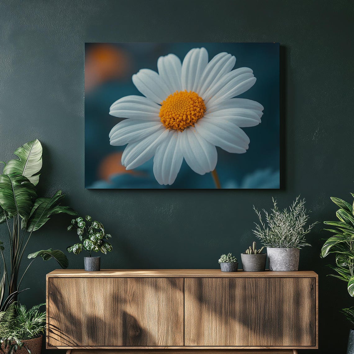 Minimalist White Daisy Canvas Wall Art Modern Botanical Floral Nature Decor Elegant Simple Closeup Flower Print For Home