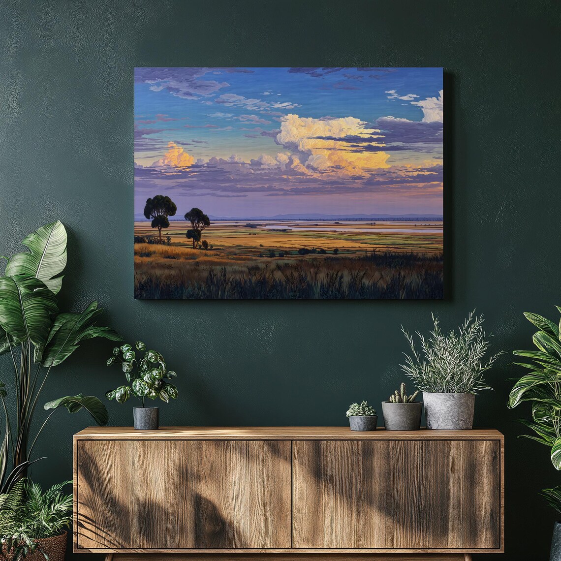 African Savanna Sunset Sky Landscape Art Print
