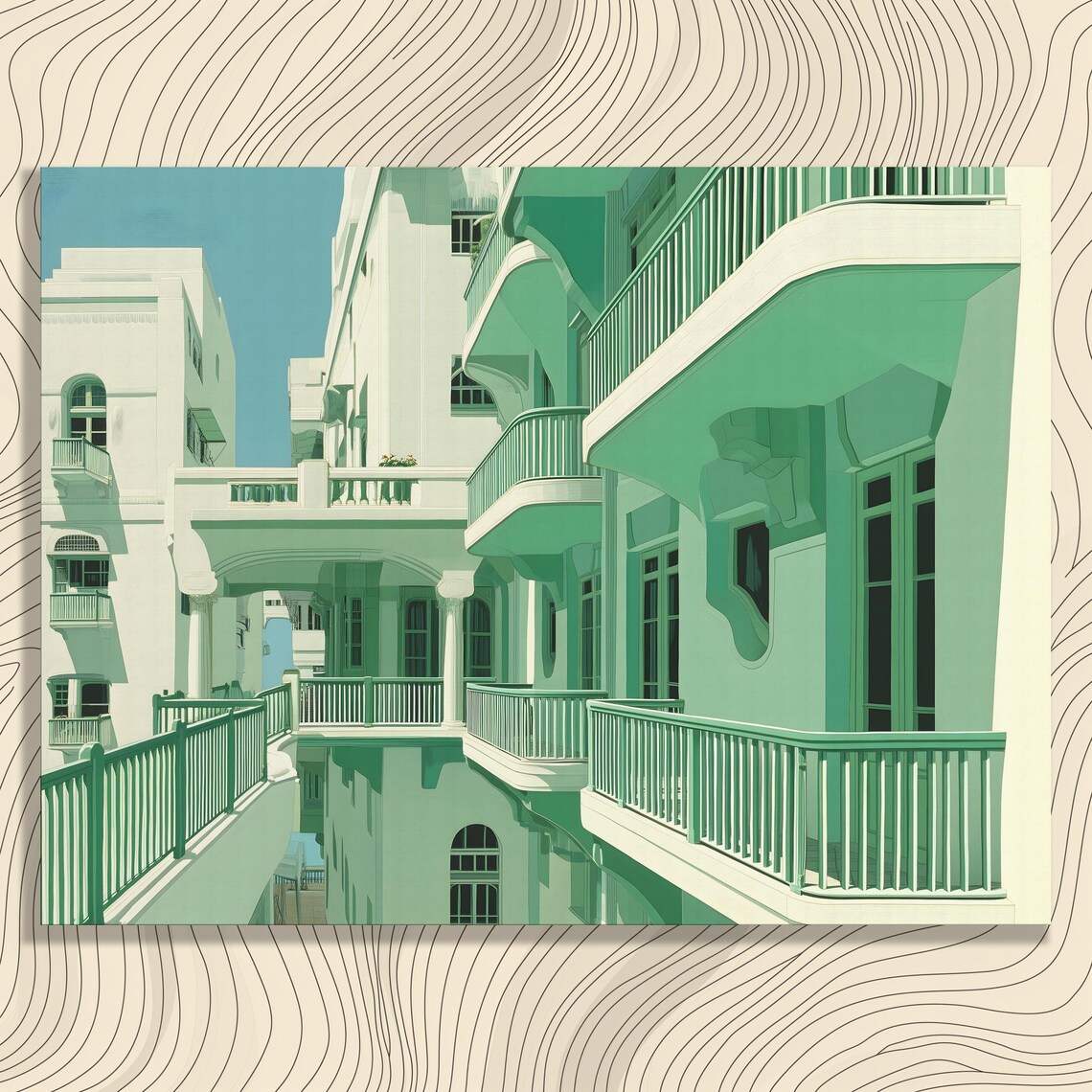 Canvas Wall Art Modern Architecture Cubism Print Contemporary Balcony Concrete Facade Abstract Structure Urban Building