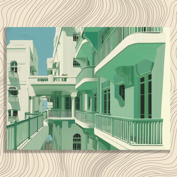 Canvas Wall Art Modern Architecture Cubism Print Contemporary Balcony Concrete Facade Abstract Structure Urban Building