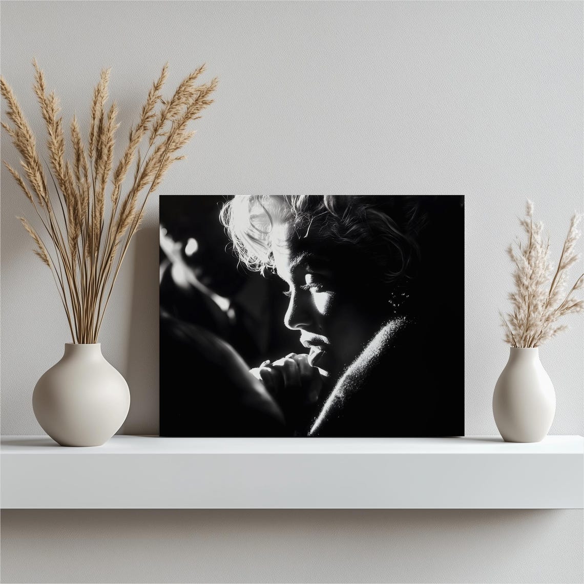 Vintage Black And White Noir Blonde Portrait Canvas Wall Art