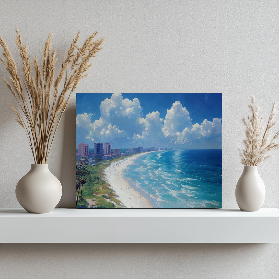 South Carolina Myrtle Beach Aerial Summer Coast Painting Poster
