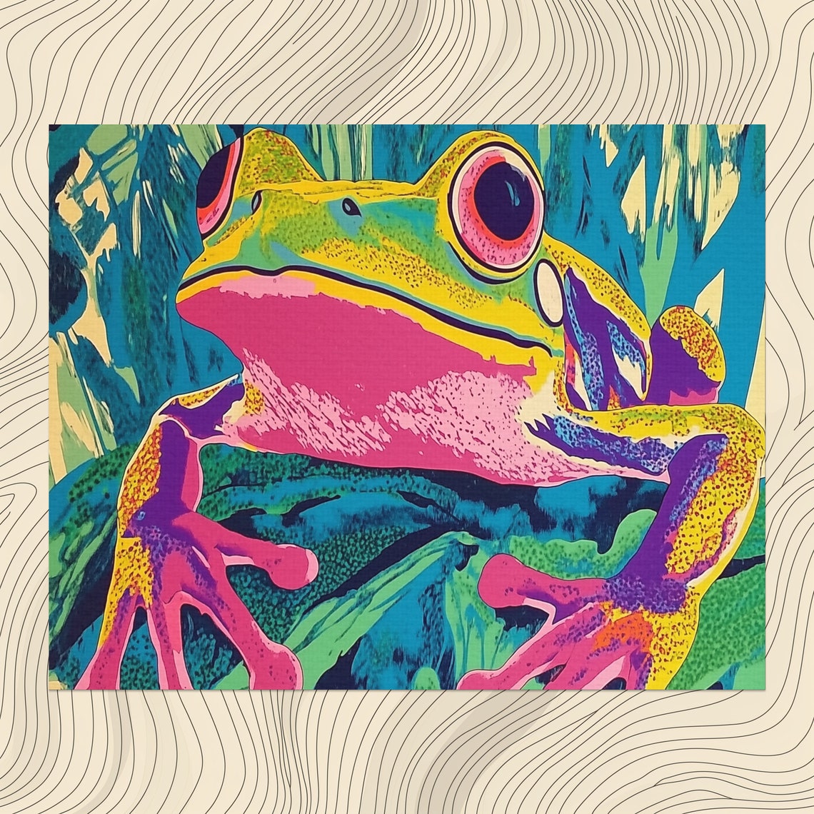 Colorful Tree Frog Pop Art Vibrant Jungle Amphibian Wall Poster
