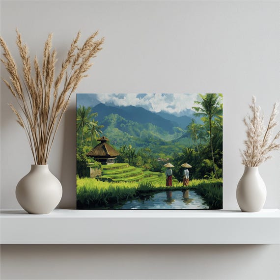 Landscape Painting Canvas Wall Art Nature Scene Tropical Countryside Decor For Living Room Bedroom Office Home