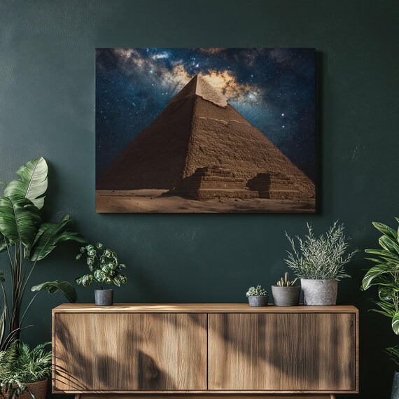 Great Pyramid Of Giza Milky Way Starry Night Sky Desert Wall Art