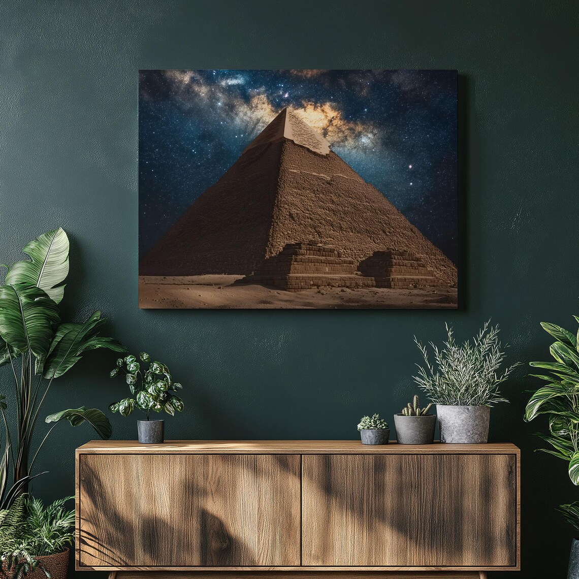 Great Pyramid Of Giza Milky Way Starry Night Sky Desert Wall Art