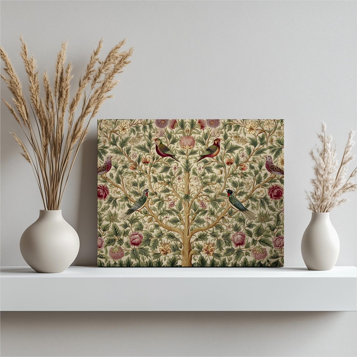 Bird Tree Botanical Floral Tapestry Vintage Style Wall Poster
