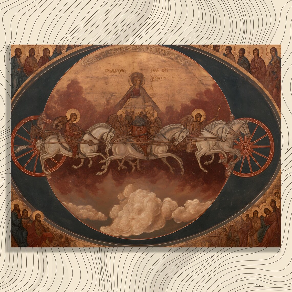 Prophet Elijah Chariot of Fire Byzantine Orthodox Icon Wall Art