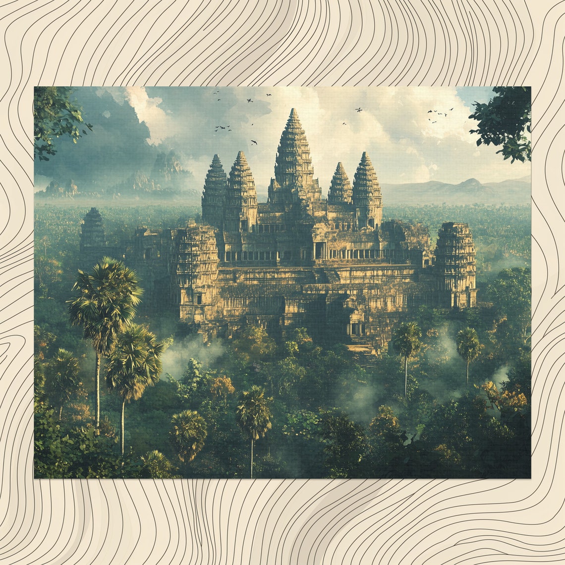 Angkor Wat Cambodia Ancient Temple Complex Jungle Ruins Poster