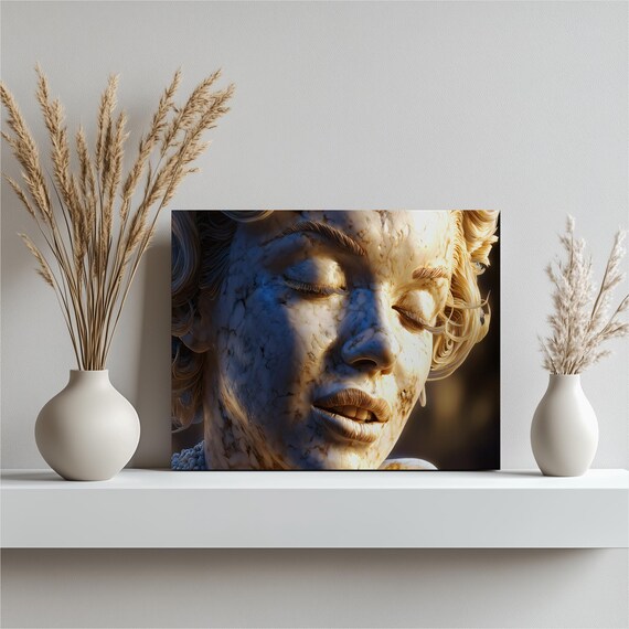 Marilyn Monroe Marble Face Sculpture Classic Elegant Wall Art