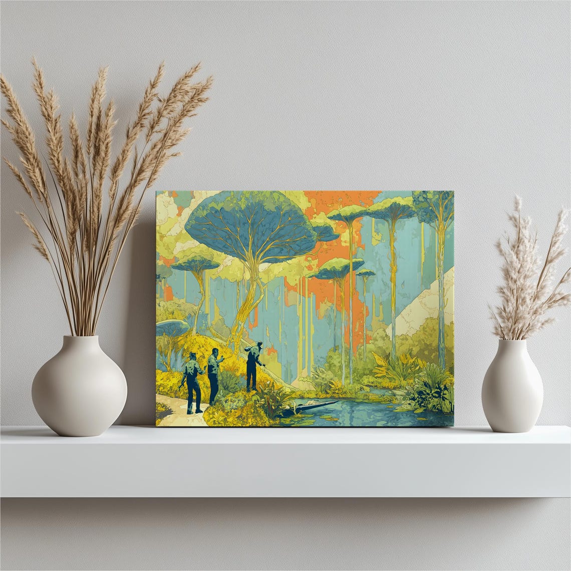 Golden Jungle Ancient Ruins Adventure Explorers Canvas Poster