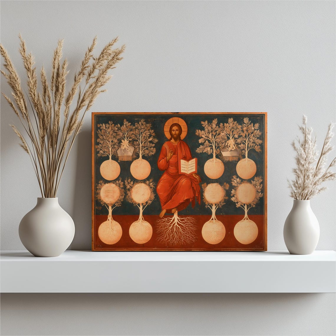 Christ Icon Jesse Tree Byzantine Sacred Religious Art Poster