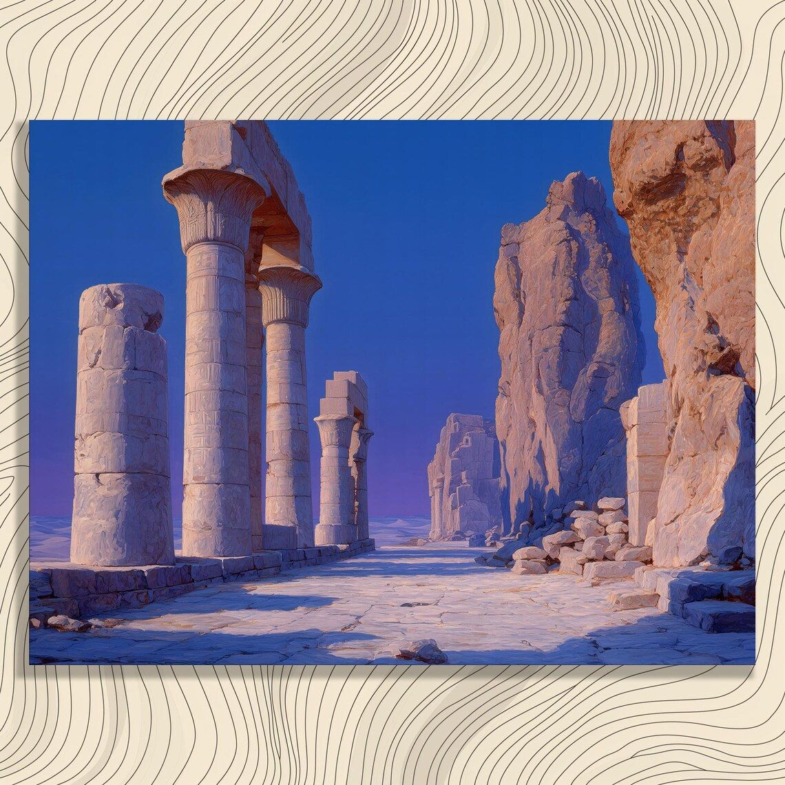 Ancient Stone Temple Ruins at Dusk Desert Landmark Travel Wall Art