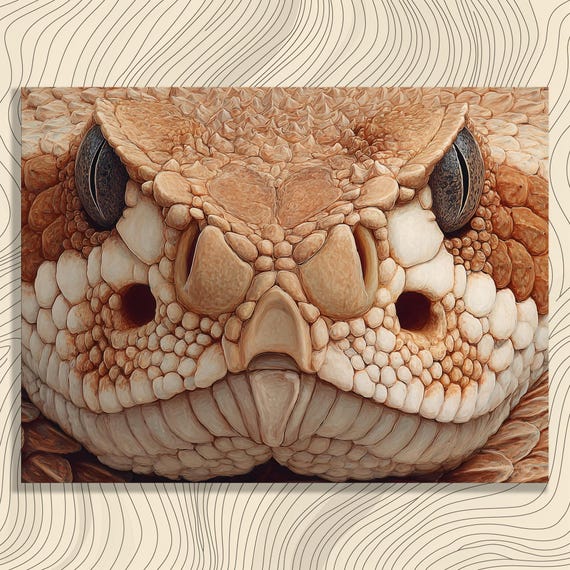 Lizard Canvas Wall Art Portrait Hyperreal Reptile Decor Wildlife Print Iguana Bearded Dragon Close Up Scale Texture Modern Beige Brown