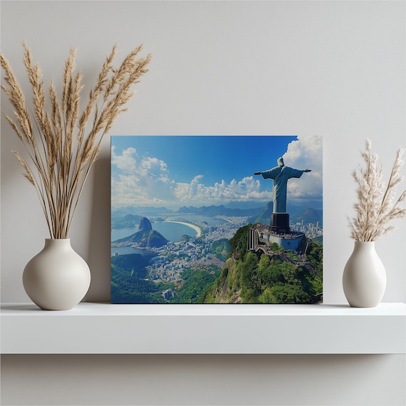 Christ the Redeemer Rio de Janeiro Sugarloaf Bay View Canvas Poster