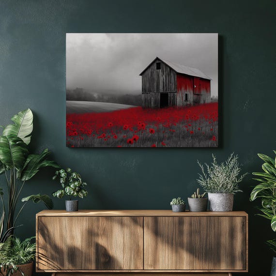 Beautiful Barn Canvas Wall Art Black And White Decor For Modern Home Interiors