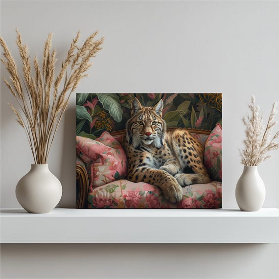 Lynx Canvas Wall Art Majestic Print Wildlife Decor Nature Animal Artwork Readytohang Scenic Painting For Home Or Office