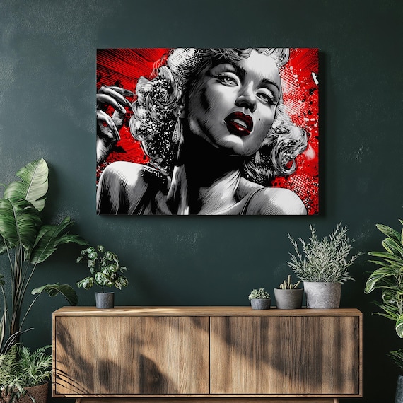Marilyn Monroe Pop Art Icon Retro Hollywood Glamour Canvas Poster