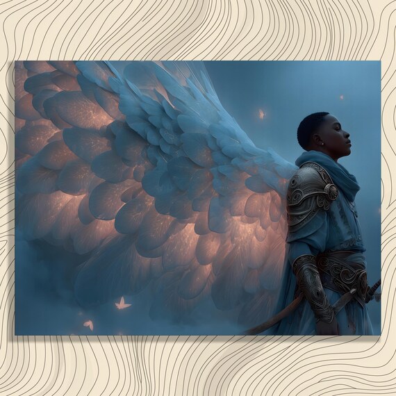 Angelic Wings Canvas Wall Art Ethereal Print Decor Fantasy Painting Mystical Glow Gift For Adults Modern Abstract Armor