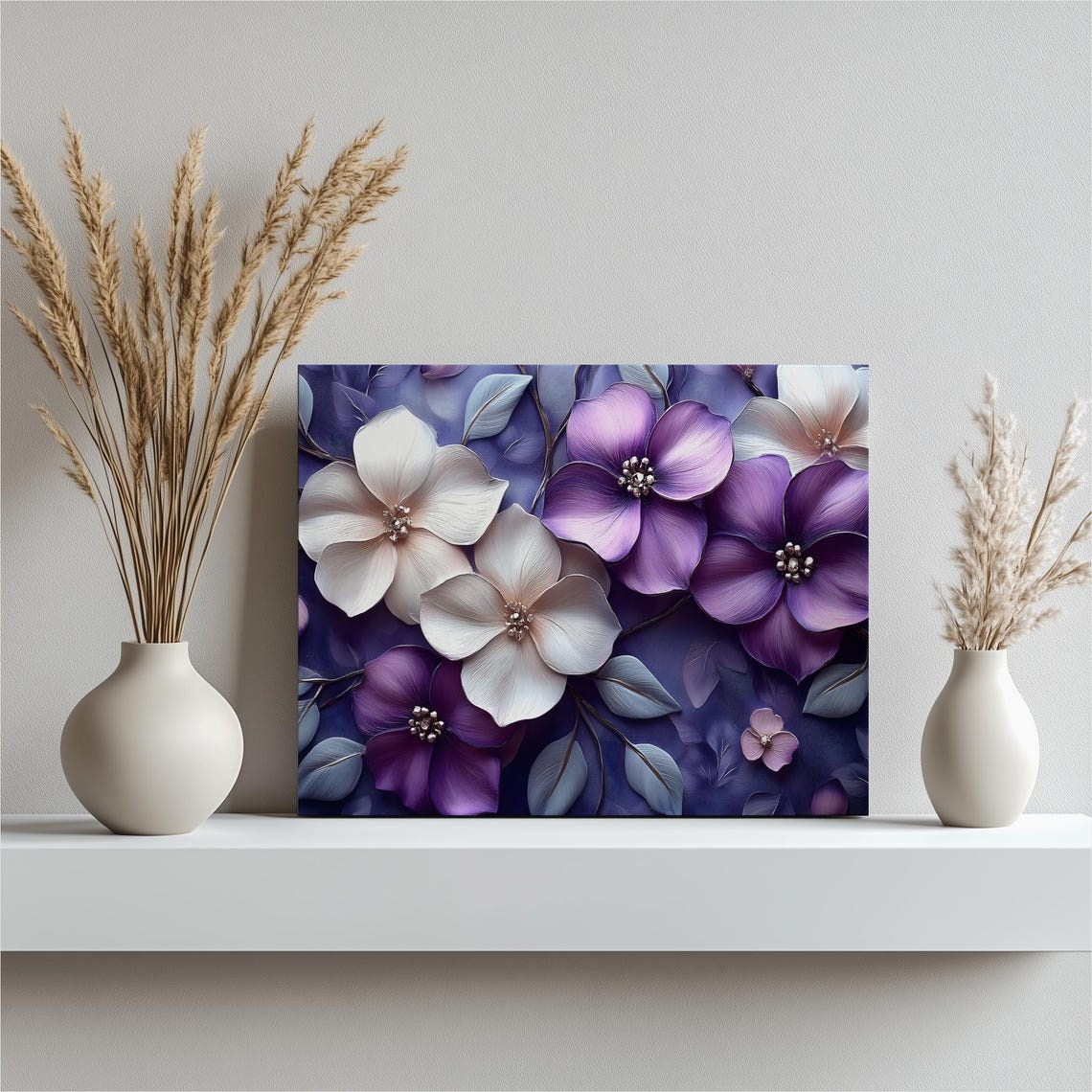 Purple Flower Bouquet Botanical Elegant Floral Plum Wall Print