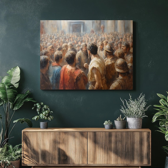 Ancient Roman Crowd Classical Columns Impressionist History Wall Print