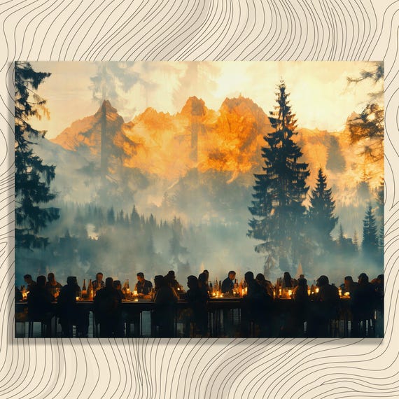 Surreal Forest Dining Canvas Wall Art Abstract Landscape Painting Print Mountain Decor Gift For Nature Lovers And Enthusiasts