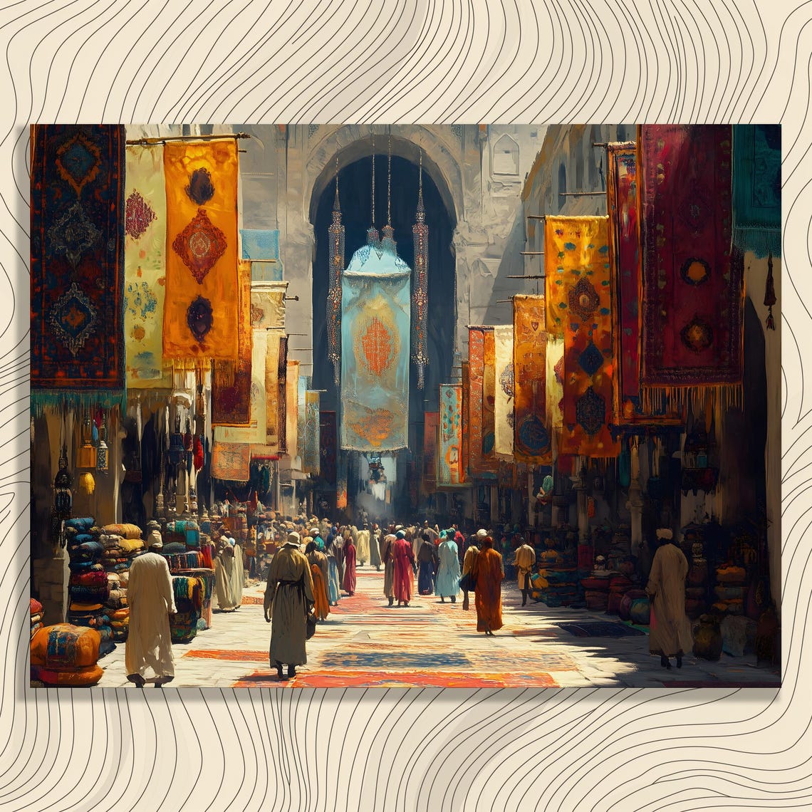 Desert Bazaar Hanging Rugs Souk Market Alley Oriental Poster