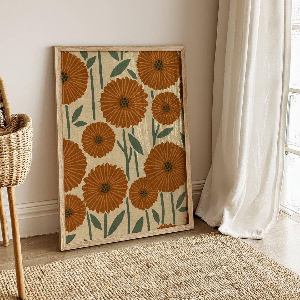 Retro Botanical Print, Vintage Style Floral Art Print