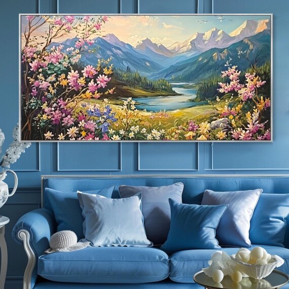 Abstract Nature Art Vibrant Mountain Landscape Oil Painting Designer Art Large Art For Living Room 3d Textured Wall Art Statement Art