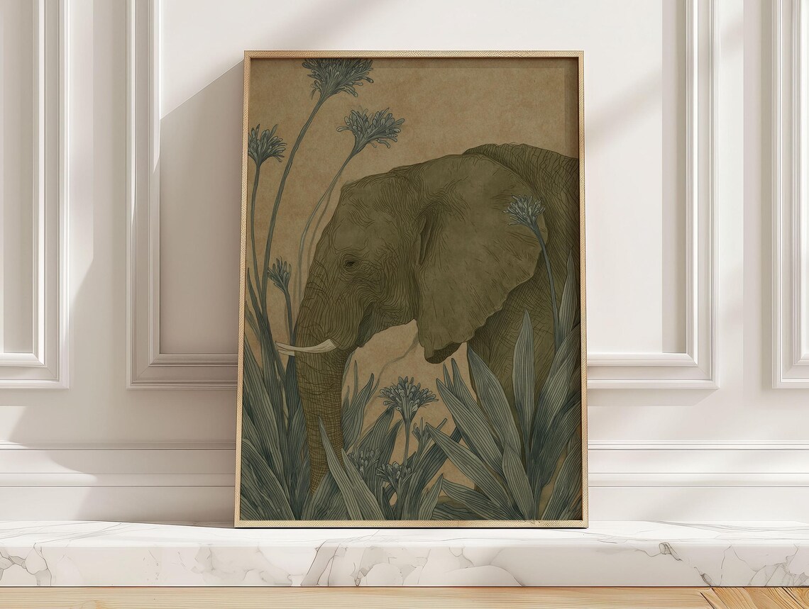 African Elephant Art Print, Modern Safari Poster