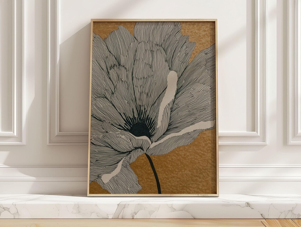 Abstract Linework Flower Bloom Art Print, Minimalist