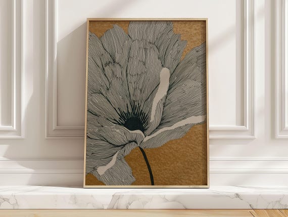 Abstract Linework Flower Bloom Art Print, Minimalist