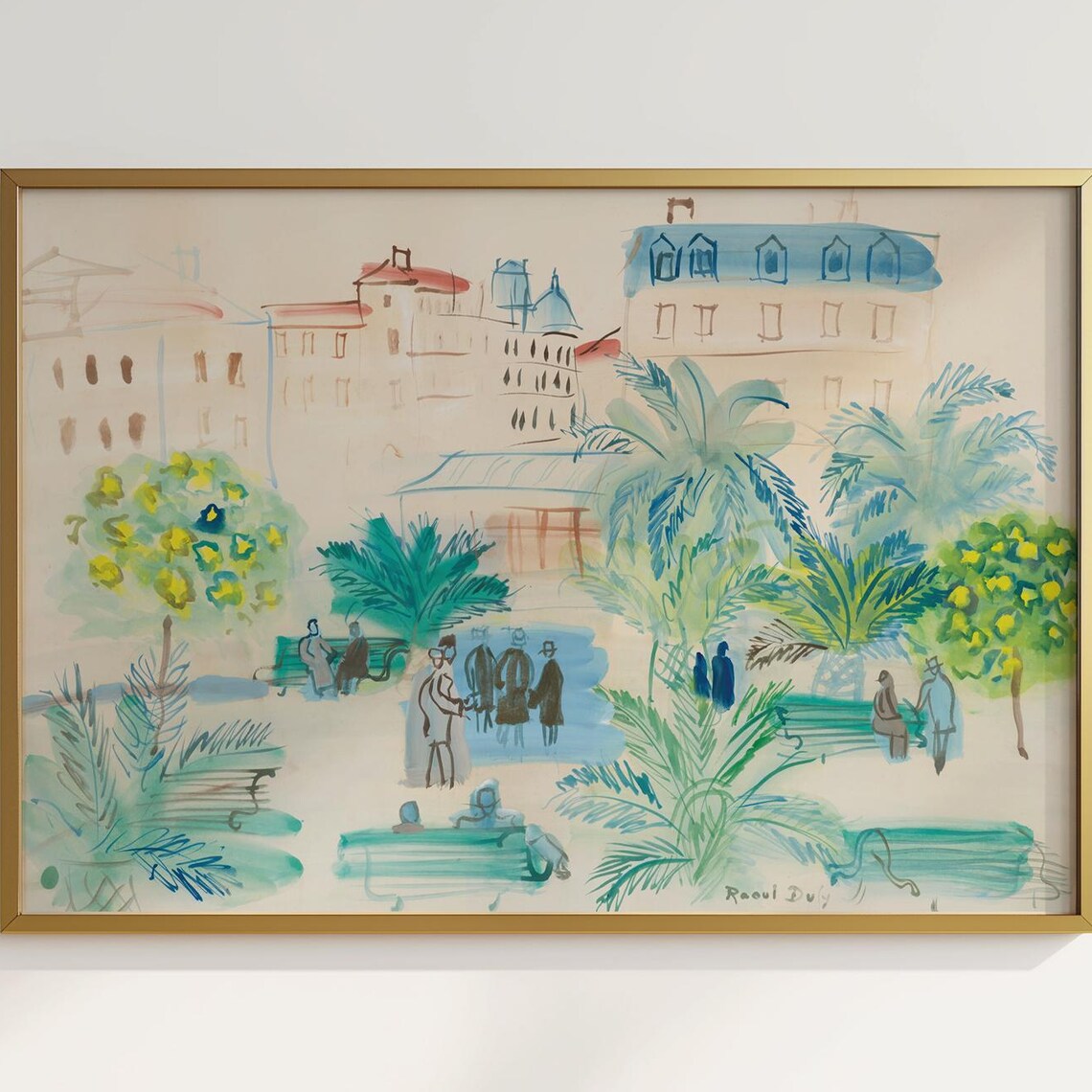 Raoul Dufy City Park Palms Benches Fauvist Watercolor Poster