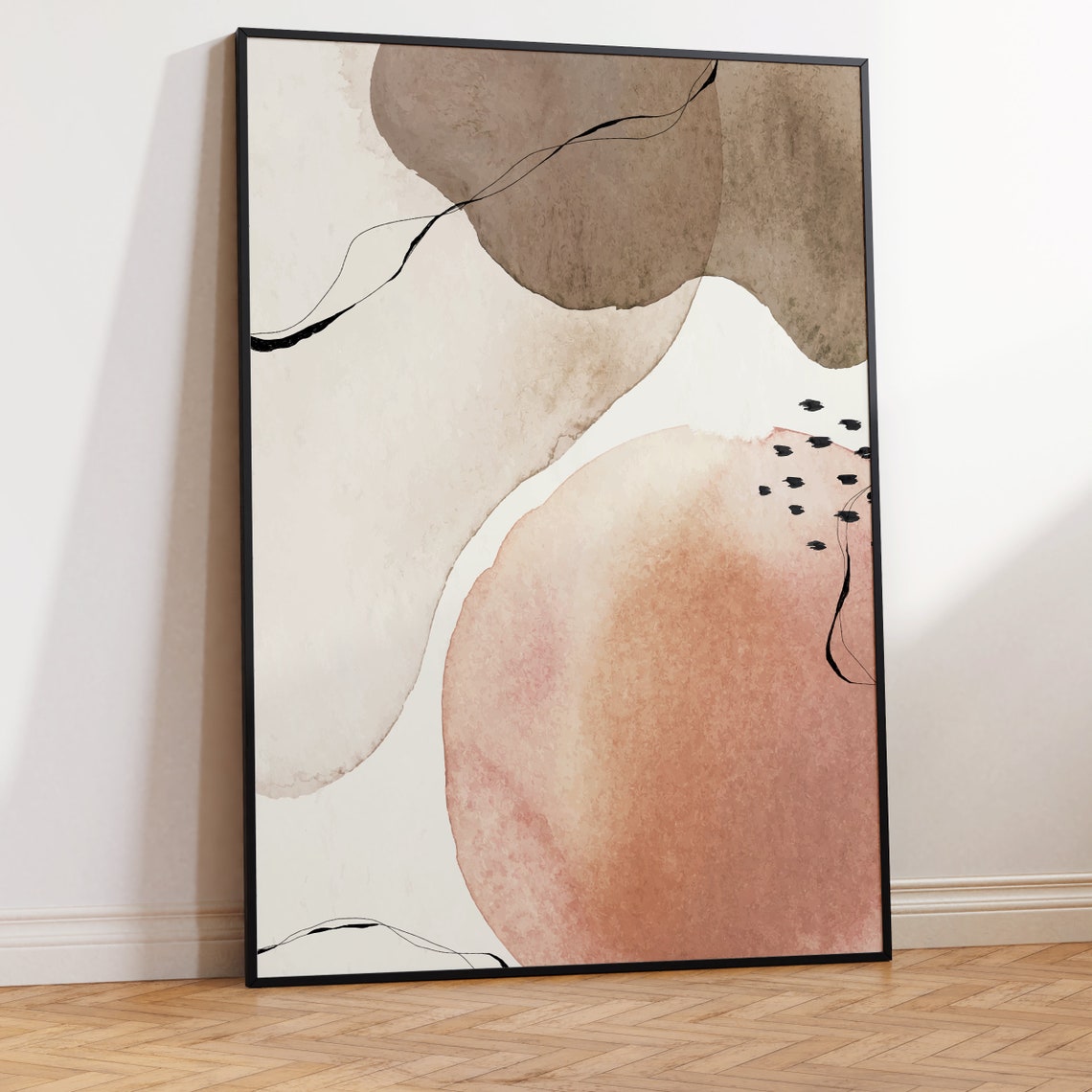 Soft Beige Watercolor Wash Abstract Neutral Boho Decorative Poster - Image 2