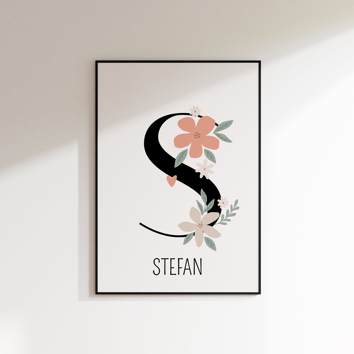 Name Poster With Flowers, Personalized Kids Room Art