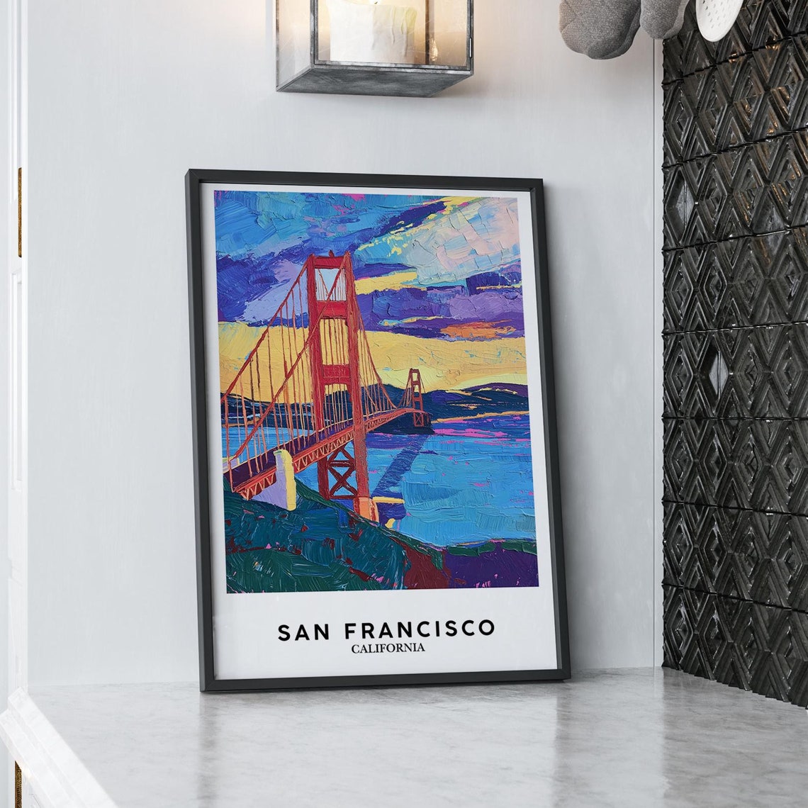 Golden Gate Bridge Sunset San Francisco Impressionist Poster
