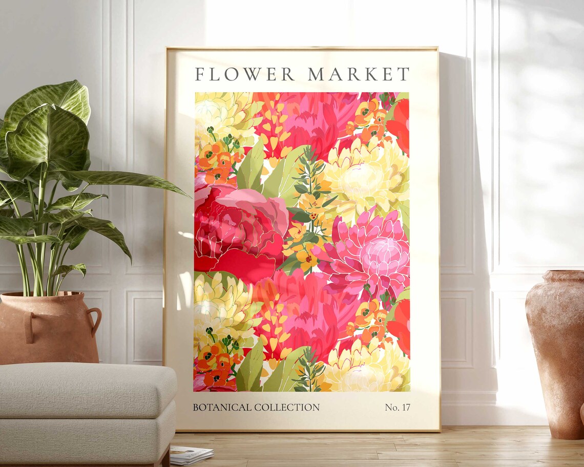 Flower Market Boho Abstract Floral Art Print