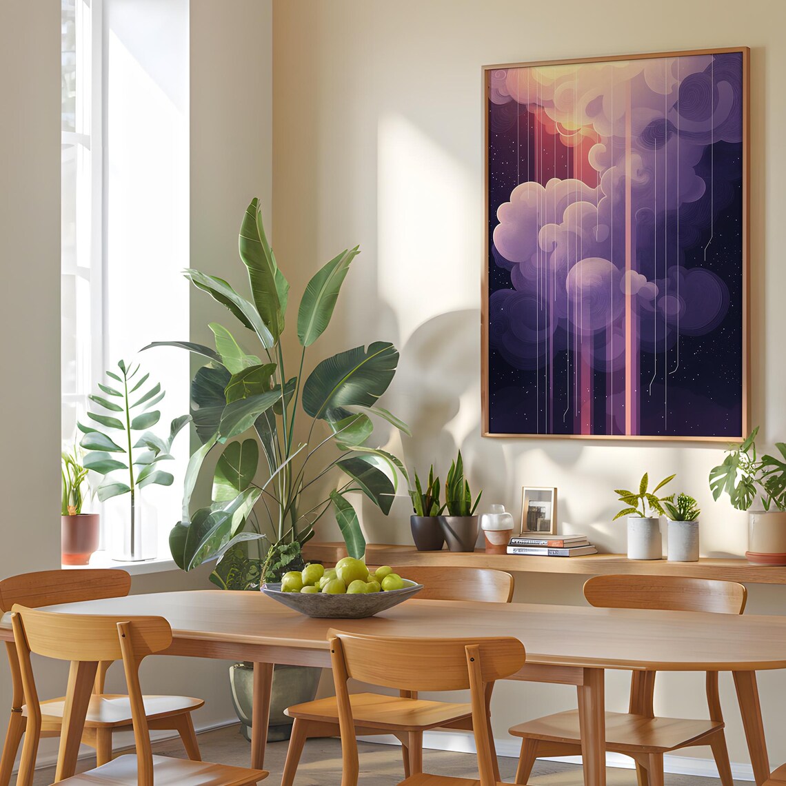Purple Rain Clouds Cosmic Light Streaks Surreal Dreamy Poster - Image 5