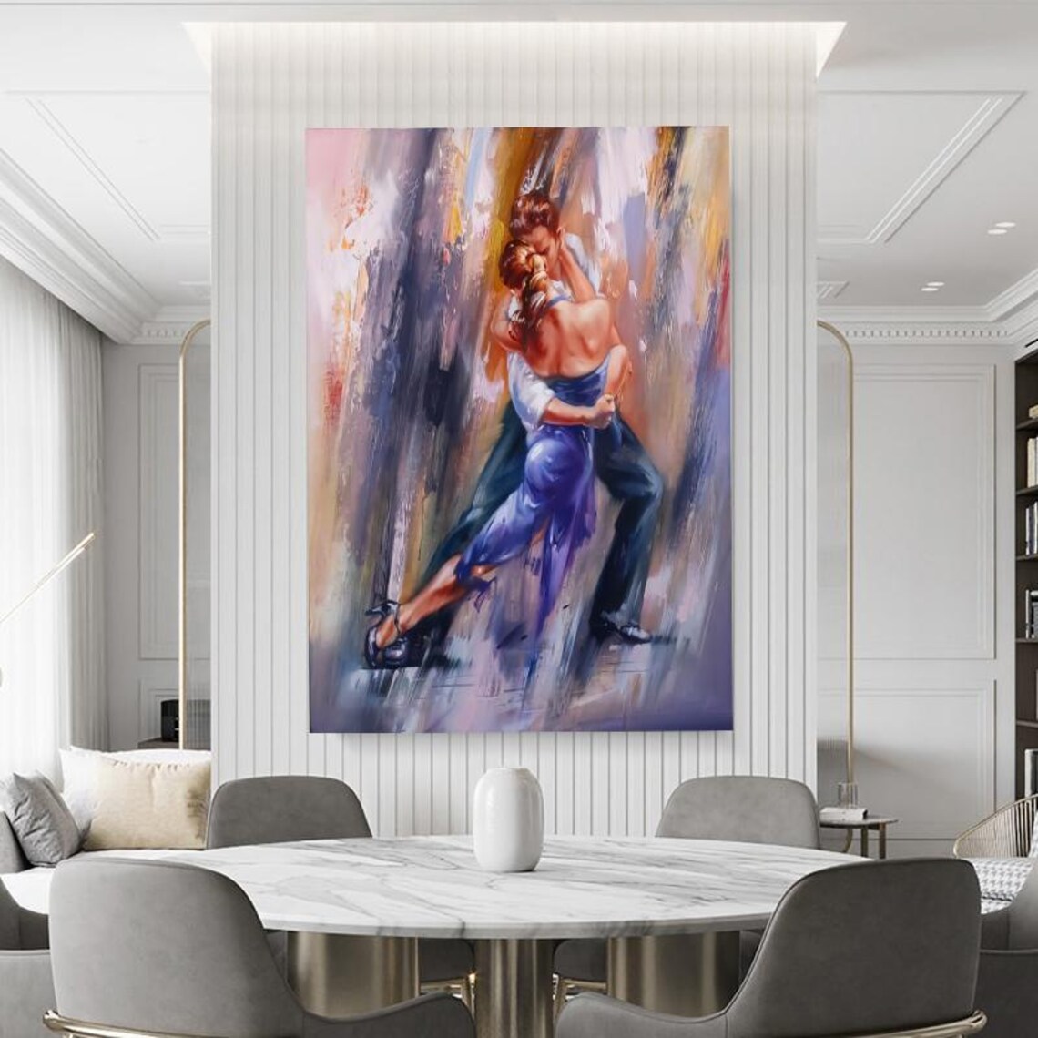 Romantic Ballroom Dancers in Flowing Blue Dress Dance Poster - Image 4