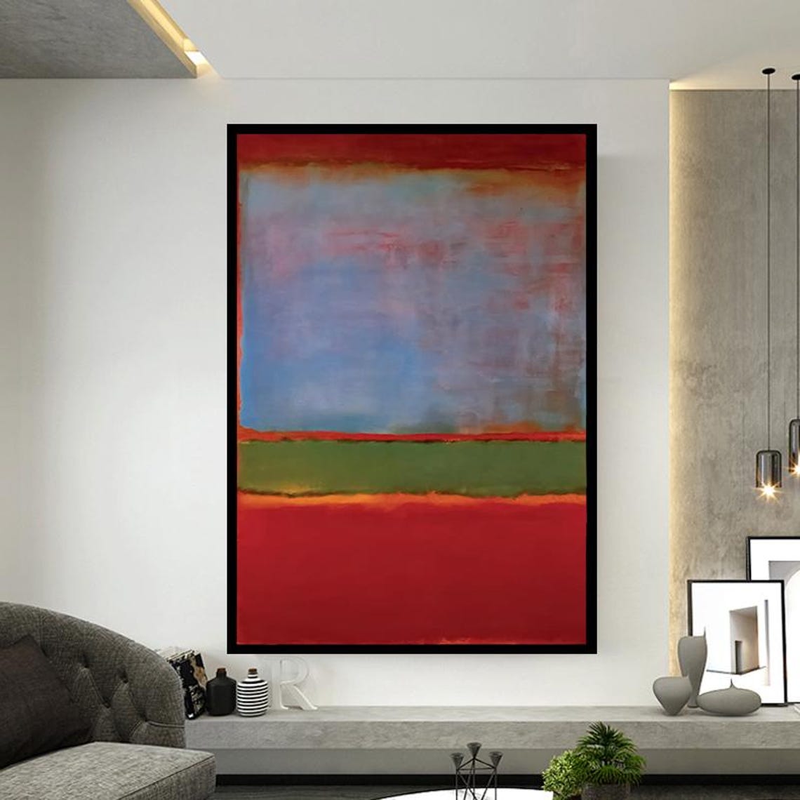 Bold Rothko Style Red Blue Green Color Field Abstract Art Poster - Image 2
