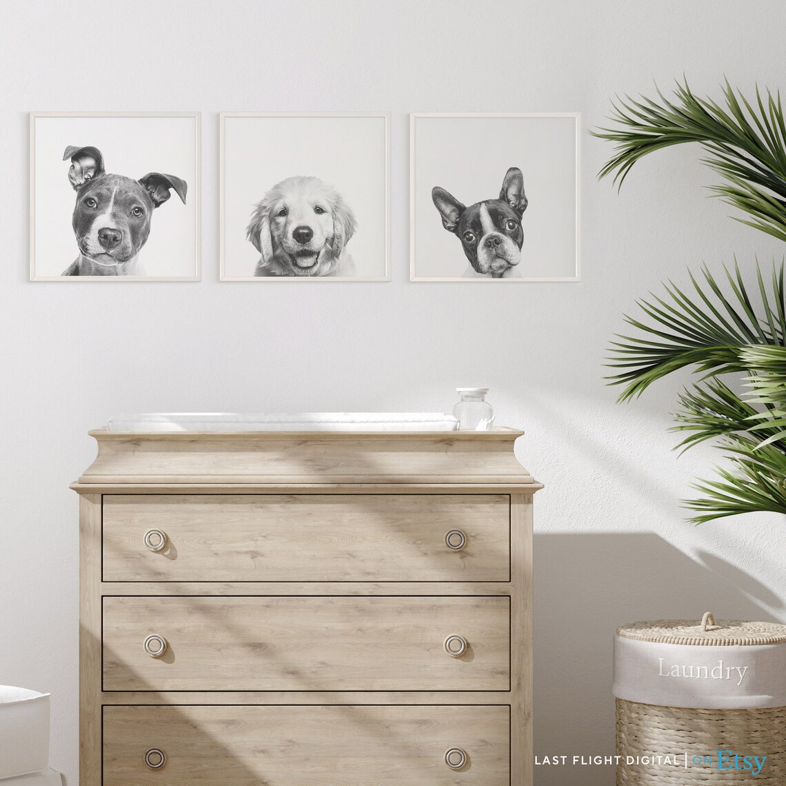 Golden Retriever Puppy Dog Poster, Black White Photo - Image 3